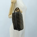 FENDI Zucca Canvas Clutch Bag Black Brown Auth am12138V-22