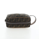FENDI Zucca Canvas Clutch Bag Black Brown Auth am12138V-8