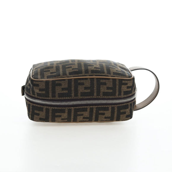 FENDI Zucca Canvas Clutch Bag Black Brown Auth am12138V