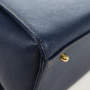 VALENTINO Hand Bag Leather 2way Blue Gold Auth am12139V-8