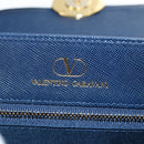 VALENTINO Hand Bag Leather 2way Blue Gold Auth am12139V-10