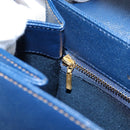 VALENTINO Hand Bag Leather 2way Blue Gold Auth am12139V-21