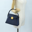 VALENTINO Hand Bag Leather 2way Blue Gold Auth am12139V-24