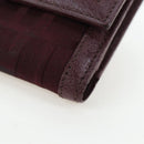 FENDI Zucca Canvas Trifold Wallet Nylon Leather Bordeaux Silver Auth am12141V-14