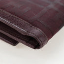 FENDI Zucca Canvas Trifold Wallet Nylon Leather Bordeaux Silver Auth am12141V-15