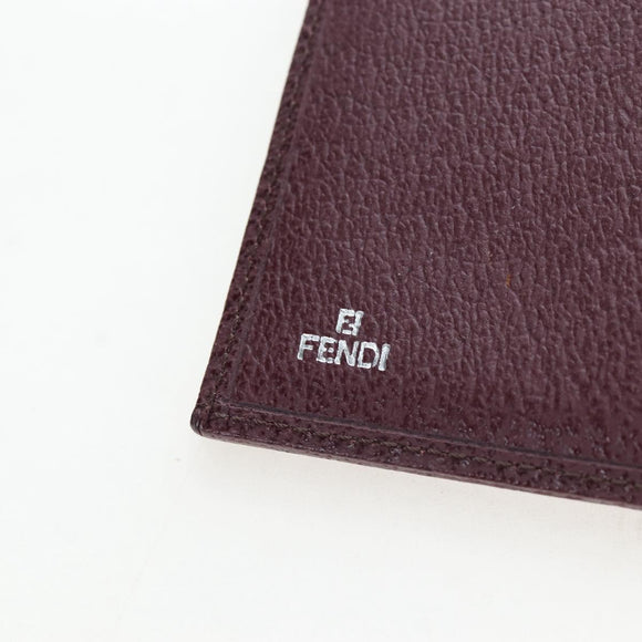 FENDI Zucca Canvas Trifold Wallet Nylon Leather Bordeaux Silver Auth am12141V