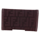 FENDI Zucca Canvas Trifold Wallet Nylon Leather Bordeaux Silver Auth am12141V-2
