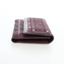 FENDI Zucca Canvas Trifold Wallet Nylon Leather Bordeaux Silver Auth am12141V-4
