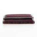 FENDI Zucca Canvas Trifold Wallet Nylon Leather Bordeaux Silver Auth am12141V-6