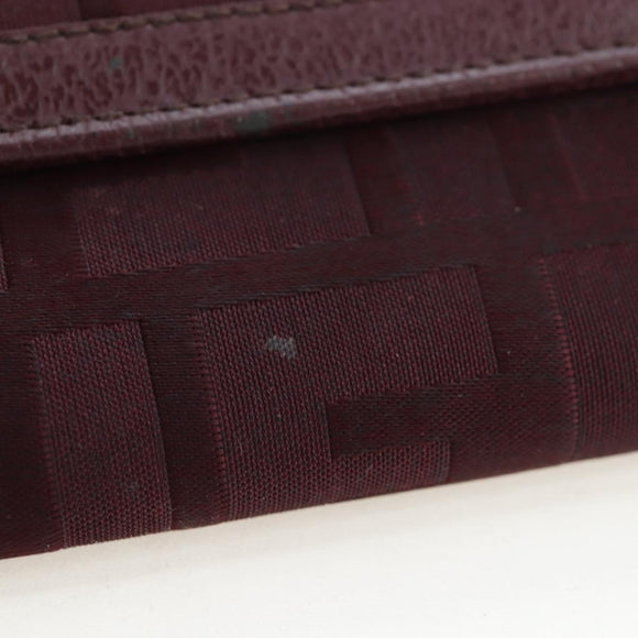 FENDI Zucca Canvas Trifold Wallet Nylon Leather Bordeaux Silver Auth am12141V