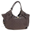LOUIS VUITTON Monogram Punching Mahina XL Bag Leather Brown M95714 Auth am12145V-1
