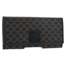 CELINE Macadam Canvas Kiss Lock Long Wallet PVC Leather Black Auth am12152V-1