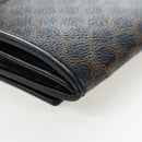 CELINE Macadam Canvas Kiss Lock Long Wallet PVC Leather Black Auth am12152V-15