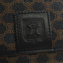 CELINE Macadam Canvas Kiss Lock Long Wallet PVC Leather Black Auth am12152V-17