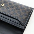 CELINE Macadam Canvas Kiss Lock Long Wallet PVC Leather Black Auth am12152V-20