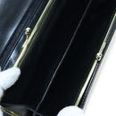 CELINE Macadam Canvas Kiss Lock Long Wallet PVC Leather Black Auth am12152V-9