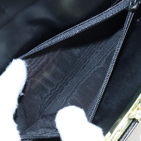 CELINE Macadam Canvas Kiss Lock Long Wallet PVC Leather Black Auth am12152V
