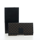 CELINE Macadam Canvas Kiss Lock Long Wallet PVC Leather Black Auth am12152V-12