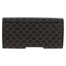 CELINE Macadam Canvas Kiss Lock Long Wallet PVC Leather Black Auth am12152V-2