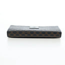 CELINE Macadam Canvas Kiss Lock Long Wallet PVC Leather Black Auth am12152V-5