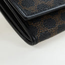 CELINE Macadam Canvas Kiss Lock Long Wallet PVC Leather Black Auth am12152V-7