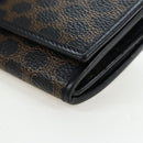 CELINE Macadam Canvas Kiss Lock Long Wallet PVC Leather Black Auth am12152V-14