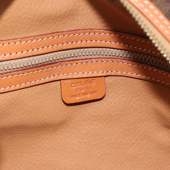 CELINE Macadam Canvas Hand Bag PVC Leather Brown Gold Auth am12157V