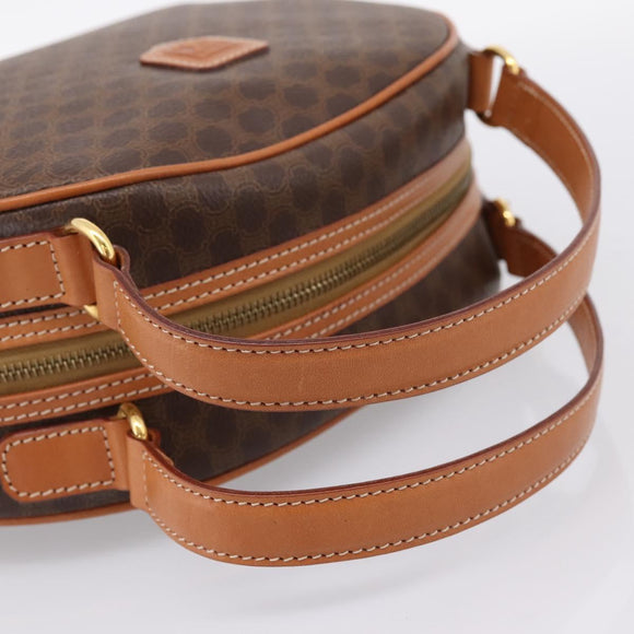 CELINE Macadam Canvas Hand Bag PVC Leather Brown Gold Auth am12157V