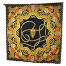 CELINE Large Jewelry Pattern Scarf Silk Black Yellow Auth am12158M-1