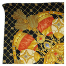 CELINE Large Jewelry Pattern Scarf Silk Black Yellow Auth am12158M-2