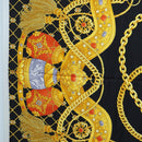 CELINE Large Jewelry Pattern Scarf Silk Black Yellow Auth am12158M-5