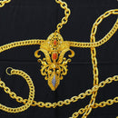 CELINE Large Jewelry Pattern Scarf Silk Black Yellow Auth am12158M-6