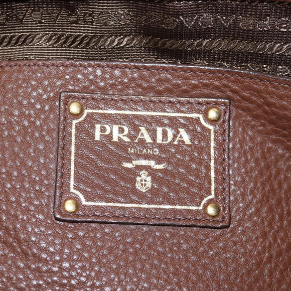 PRADA Shoulder Bag Taurillon Clemence Brown Gold Auth am12161V