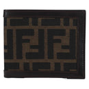 FENDI Zucca Canvas Bifold Wallet Black Brown Auth am12162V-2