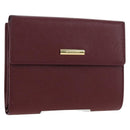 BURBERRY Kiss Lock Bifold Wallet PVC Canvas Bordeaux Gold Auth am12163V-1