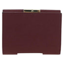 BURBERRY Kiss Lock Bifold Wallet PVC Canvas Bordeaux Gold Auth am12163V-3