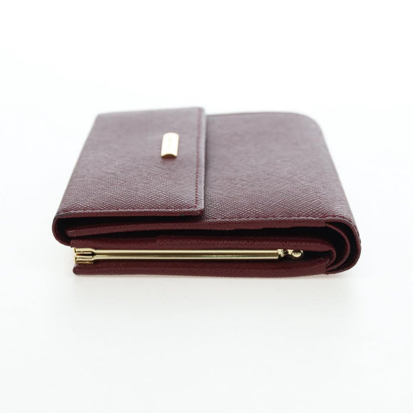 BURBERRY Kiss Lock Bifold Wallet PVC Canvas Bordeaux Gold Auth am12163V