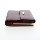 BURBERRY Kiss Lock Bifold Wallet PVC Canvas Bordeaux Gold Auth am12163V-5