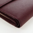 BURBERRY Kiss Lock Bifold Wallet PVC Canvas Bordeaux Gold Auth am12163V-8