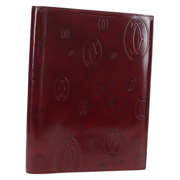 CARTIER Happy Birthday Note Cover Patent leather Bordeaux Gold Auth am12165V