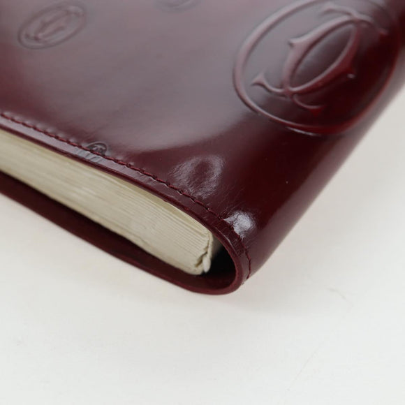 CARTIER Happy Birthday Note Cover Patent leather Bordeaux Gold Auth am12165V