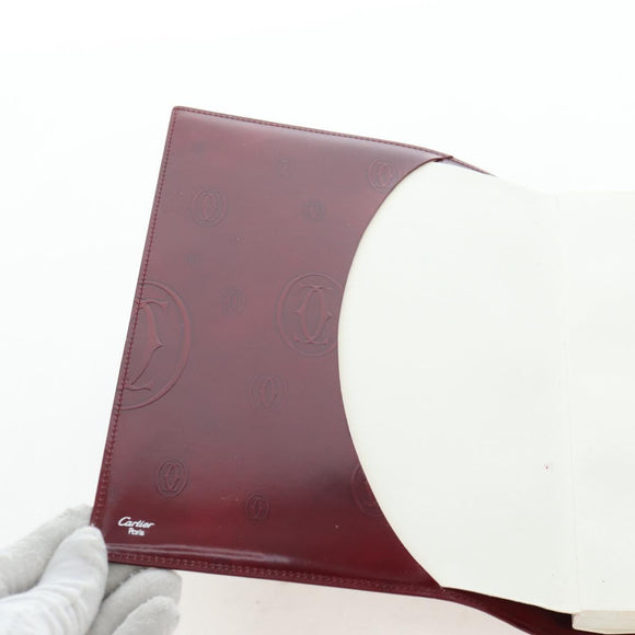 CARTIER Happy Birthday Note Cover Patent leather Bordeaux Gold Auth am12165V