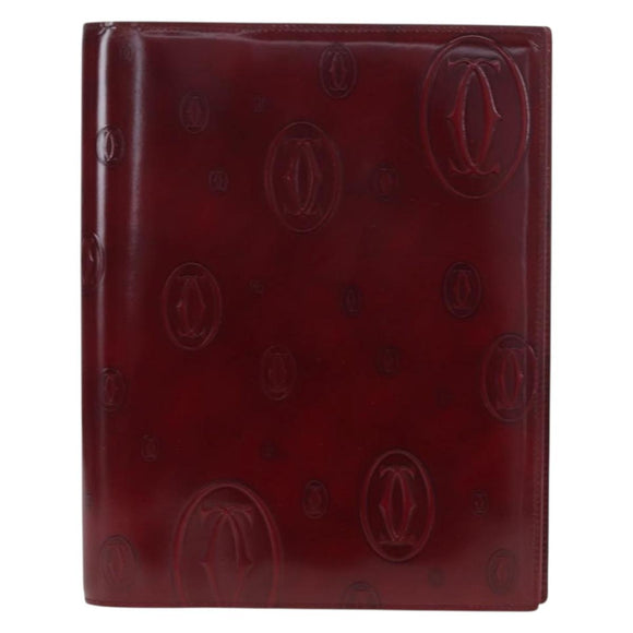 CARTIER Happy Birthday Note Cover Patent leather Bordeaux Gold Auth am12165V