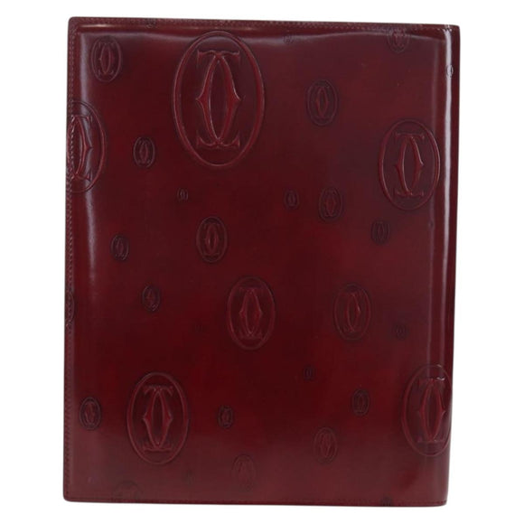 CARTIER Happy Birthday Note Cover Patent leather Bordeaux Gold Auth am12165V