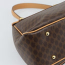 CELINE Macadam Canvas Hand Bag PVC Leather Brown Gold Auth am12166V-9