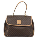 CELINE Macadam Canvas Hand Bag PVC Leather Brown Gold Auth am12166V-13