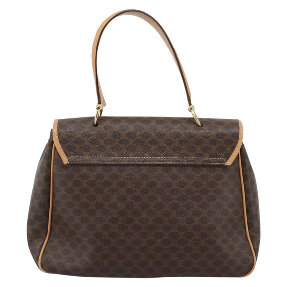 CELINE Macadam Canvas Hand Bag PVC Leather Brown Gold Auth am12166V