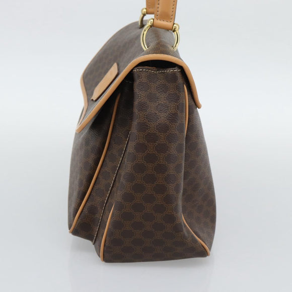 CELINE Macadam Canvas Hand Bag PVC Leather Brown Gold Auth am12166V