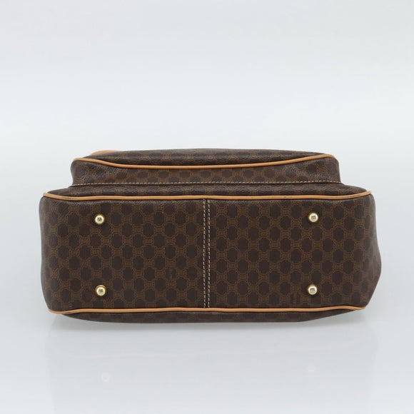 CELINE Macadam Canvas Hand Bag PVC Leather Brown Gold Auth am12166V