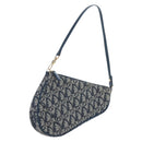 Christian Dior Trotter Canvas Saddle Pouch Navy Gold Auth am12177V-1